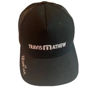 Travis Mathew FlexFit Snap Back Mens Adjustable Trucker Mesh Awesome Tour Black